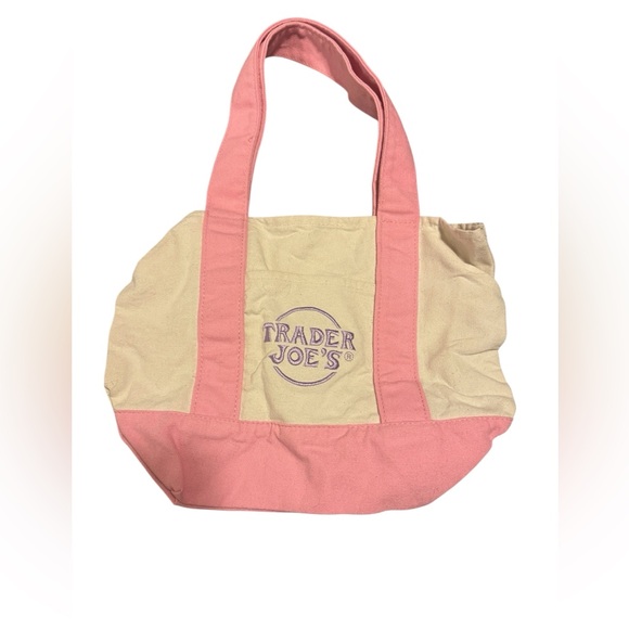 Trader Joe'S Handbags - Trader Joe's Mini Pastel Canvas Tote Bag Pink  Limited Edition Spring 2025